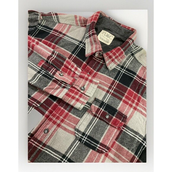 PD&C Men’s XXL Plaid Flannel Button Down Shirt Long Sleeve Casual Outdoor - Picture 1 of 9